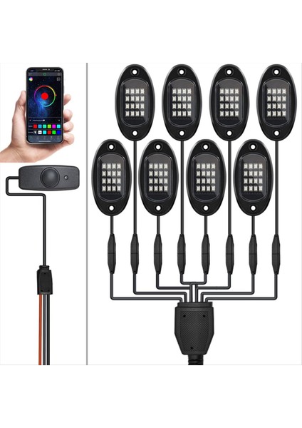 8 Pods Rgb LED Kaya Işıkları Kiti Kamyon Atv Utv Suv Için Bluetooth Uygulama Kontrolü ile Çok Molor Neon Light Pod (Yurt Dışından) fırsatları