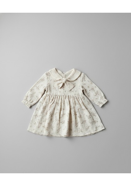 Kız Bebek Bebe Yaka Fiyonklu Çıtır Çiçek Desenli Müslin Elbise fiyatları