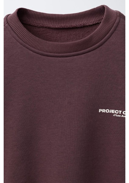 Unisex Çocuk Pamuklu Bordo Minimal Baskılı Eşofman Takımı – Rahat Kesim modelleri