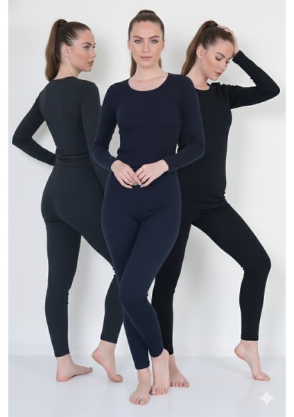 Isıltermal | 3 ' Lü Termal Takım Set Kadın Koleksiyon 3 Renk ( Antrasit,siyah ,lacivert) modelleri
