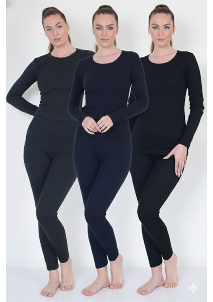 Isıltermal | 3 ' Lü Termal Takım Set Kadın Koleksiyon 3 Renk ( Antrasit,siyah ,lacivert)
