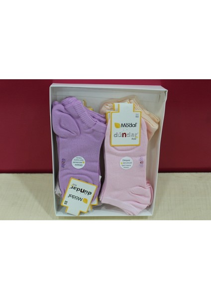 Dündar 6'li Soft Kokulu Dikişsiz Bambo Renkli Patik Çorap