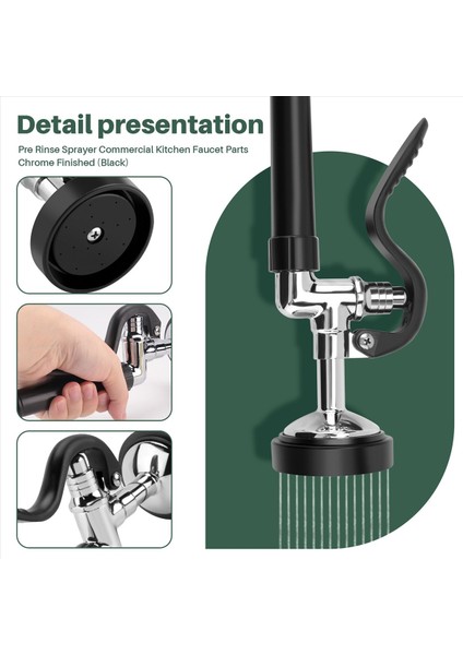 Ön Durulama Püskürtücü Ticari Mutfak Musluk Parçaları Krom Bitti (Siyah) (Yurt Dışından) fırsatları