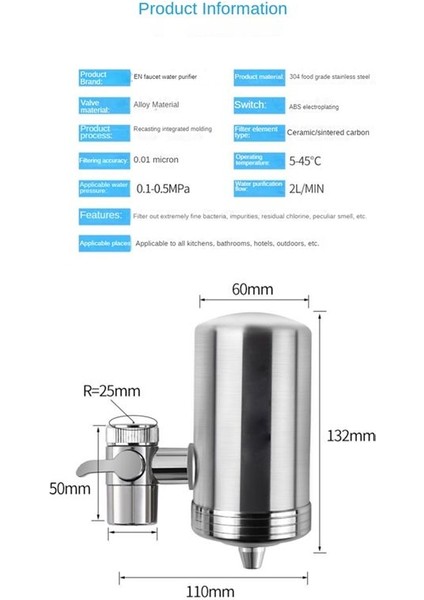 Su Arıtıcı Mutfak Paslanmaz Çelik Musluklar Su Kirleticileri Seramik Filtre Elemanları Su Iyonu Filtresi (Yurt Dışından) modelleri