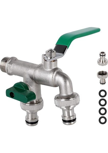 1/2 Inç Çift Çıkış Musluk Pas ve Don Koruması Çift Bağlantı ve Hortum Nozul ile Pirinç Musluk (Yurt Dışından)