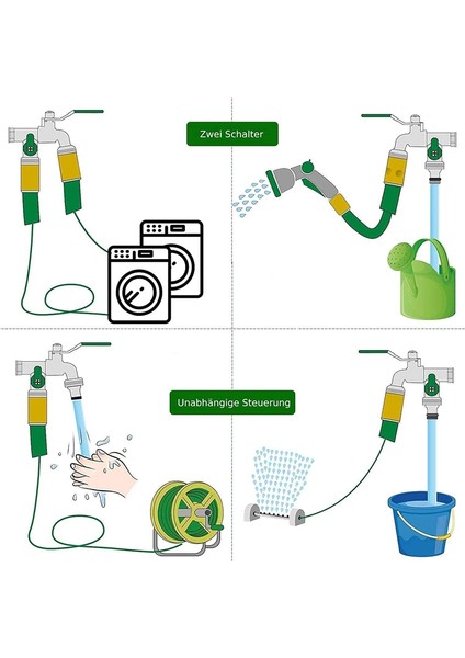 1/2 Inç Çift Çıkış Musluk Pas ve Don Koruması Çift Bağlantı ve Hortum Nozul ile Pirinç Musluk (Yurt Dışından) modelleri