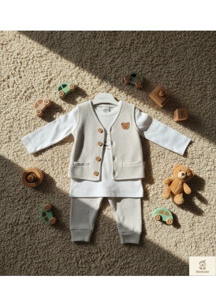 Minibohe 3'lü Erkek Bebek Takımı Teddy