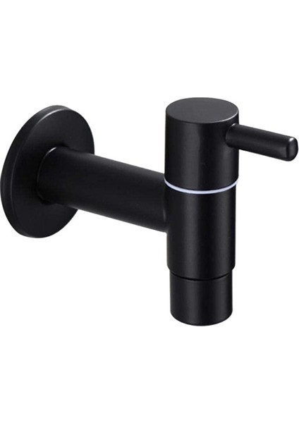 Paspas Lavabo Musluk 304 Paslanmaz Çelik Banyo Çamaşır Makinesi Musluk Açık Bahçe Tek Soğuk Su Musluk (Siyah) (Yurt Dışından)