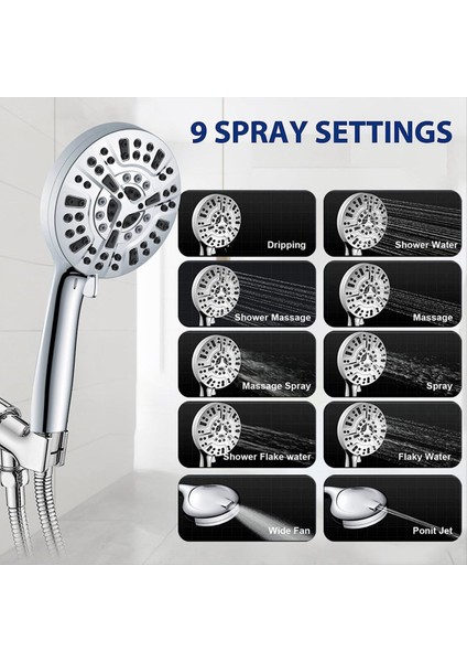 9 Püskürtücü Ayarlı Tüm Metal Küvet Musluğu, Krom Kaplama, Yerleşik Saptırıcı ve Evrensel Uyum Adaptörleri ile (Yurt Dışından) fırsatları