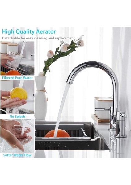 Mutfak Lavabo Mikseri Musluğu, 2 Delikli Mutfak Mikseri Musluğu, Çift Kol Köprü Musluğu, 180MM Merkezler Güverte Monte Edilmiş, 1/4 Tur, Döner (Yurt Dışından) fiyatları