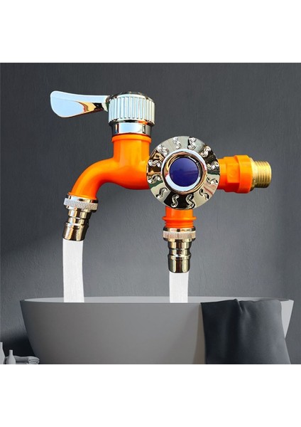 1/2inch Evrensel Arayüz Musluğu Çift Çıkış Çift Kontrol Su Musluk Ev Banyo Hortumu Sulama Konnektörü Mavi (Yurt Dışından) fırsatları