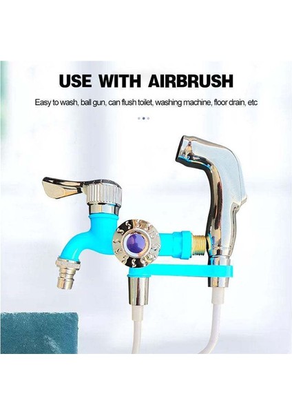 1/2inch Evrensel Arayüz Musluğu Çift Çıkış Çift Kontrol Su Musluk Ev Banyo Hortumu Sulama Konnektörü Mavi (Yurt Dışından) indirimleri