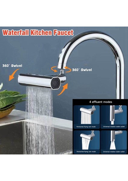 4 Arada Çok Işlevli Mutfak Lavabo Şelale Musluğu, Sıçrama Geçirmez Banyo Havzası Musluk Musluk Genişletici Adaptörü (Yurt Dışından) modelleri