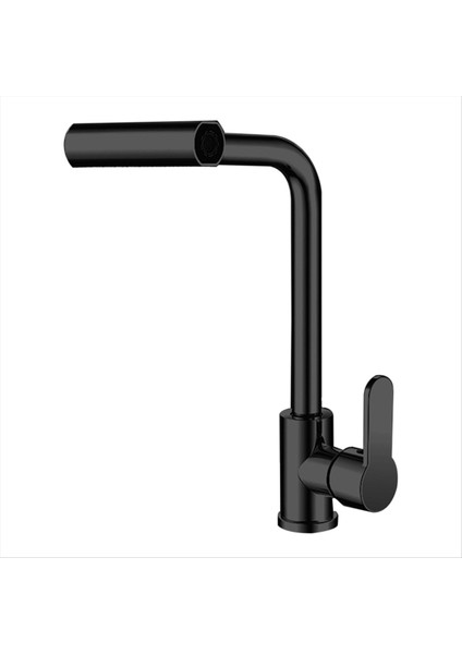 4 Mod Şelale Mutfak Musluk Akışı Püskürtücü Sıcak Soğuk Tek Delik Güverte Montajlı Su Lavabo Mikser Yıkama Siyah (Yurt Dışından)
