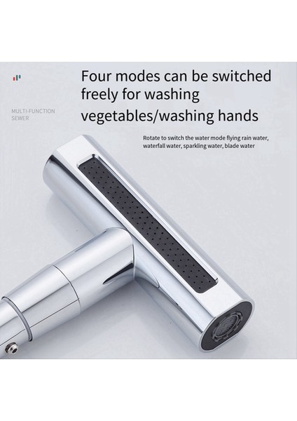 4 Mod Şelale Mutfak Musluk Akışı Püskürtücü Sıcak Soğuk Tek Delik Güverte Montajlı Su Lavabo Mikser Yıkama Siyah (Yurt Dışından) modelleri