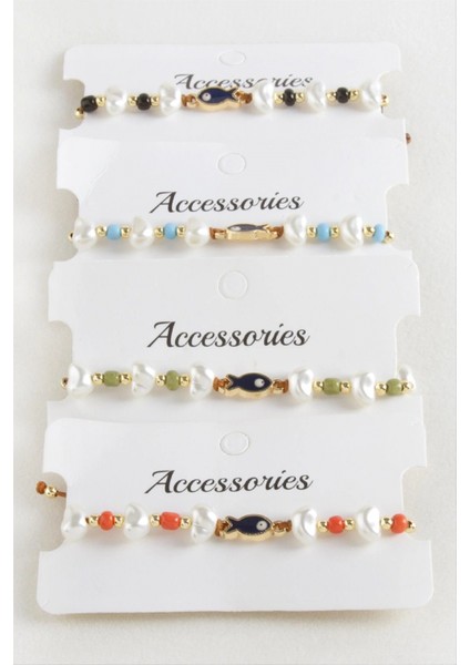 Balık Inci Boncuk Makrome Ip Bileklik