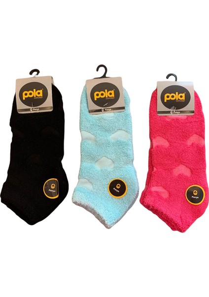 Pola 12 'li Ters Havlu Renkli Patik Çorap