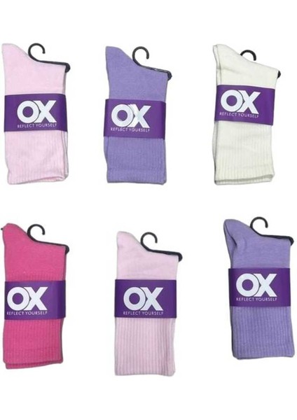Ox 6'li Kokulu Renkli Kolej Çorap