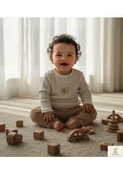 Minibohe 3'lü Erkek Bebek Takımı Teddy Kahve modelleri