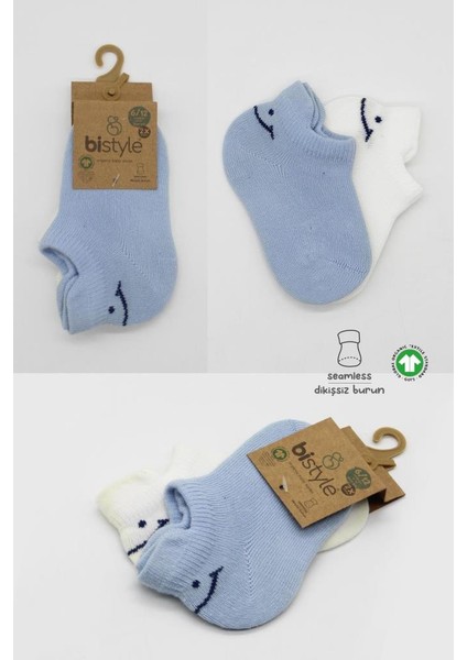 Nessiworld 2'li Sneakers Smile Penye Çorap BS20106 Mavi Ekru indirimleri