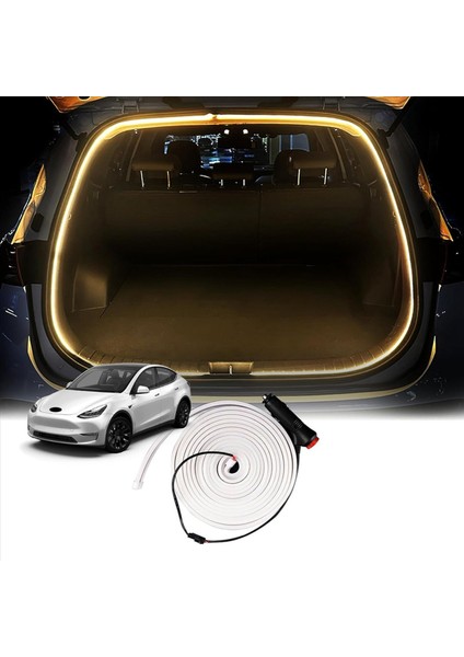Tesla Için 2x Model Y 2021-2023 Araba LED Işık Şeridi Esnek Arka Bagaj Su Geçirmez Neon Işıklar Aksesuarları (Sıcak Beyaz) (Yurt Dışından) indirimleri