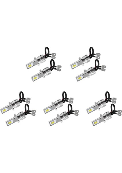 10X H3 Süper Parlak LED Far Sisi Taç Lambası Ampul Kiti 6000K Beyaz 10W (Yurt Dışından)