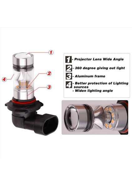 6x 9005 Hb3 6000K 100W 2323 LED Projektör Sis Sürüş Ampulleri Beyaz (Yurt Dışından) indirimleri