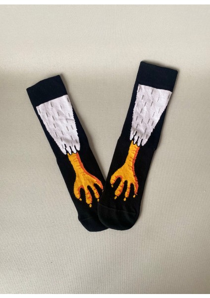 Kara Kartal Pençesi Desenli Unisex Soket Çorap (1 Çift) – Eğlenceli & Premium Kalite
