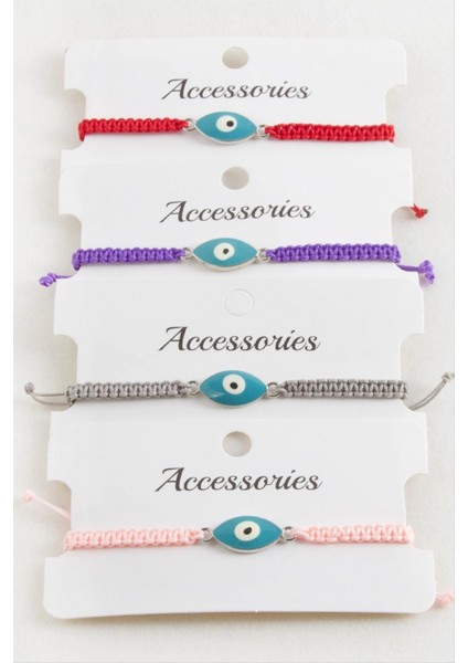 Oval Nazar Makrome Örgülü Bileklik