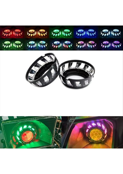 Far Modifikasyon Aksesuarı 3 Inç Xenon LED Projektör Lens Spiral Örtü Uygulaması Rgb Entegre Gün Işığı Kapağı (Yurt Dışından) fiyatları