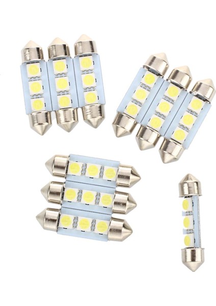 10X 36MM Lamba Ampul 3 LED 5050 Smd Beyaz Araba Kubbesi Festoon (Yurt Dışından)