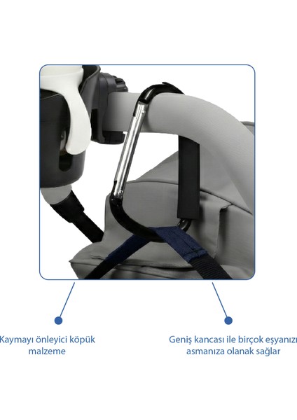 Bebek Arabası Aksesuar 2 Parça Set Telefon Tutucu + Kanca XL fırsatları