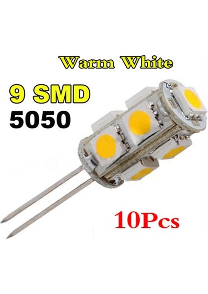 10X G4 5050 Smd 9 LED Işık Sıcak Beyaz Araba Deniz Ampulü (Yurt Dışından)