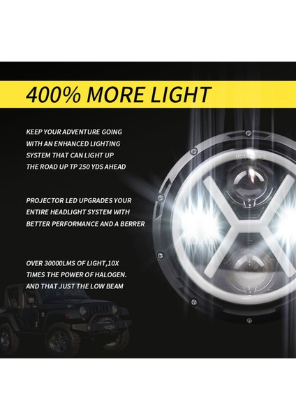 2x 500W 7 Inç Yuvarlak Melek Göz LED Far 30000LM Hi/lo Işın Drl Drl Amber Halo Yüzük Jeep Wrangler Jk Tj Lj (Yurt Dışından) indirimleri