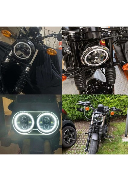 2x 5 75 LED Far Harley Sportster Iron Için Beyaz Halo Drl ile 5-3/4 Motosiklet Far (Yurt Dışından) fırsatları