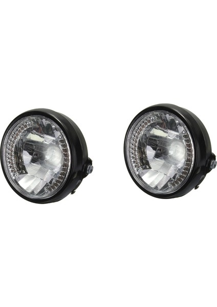 2pcs 7 Inç Motosiklet Yuvarlak Far Halojen H4 Bobber Için Hafif Lamba (Yurt Dışından)