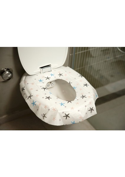 Tek Kullanımlık Hijyenik Klozet Örtüsü 10'lu Beyaz Geniş Kenarlı Kolay Temizlik