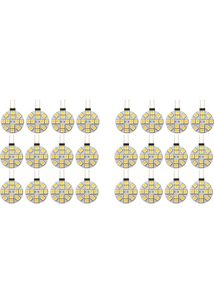 24PCS G4 Puck Işıkları LED Ampul Yan Pim Tabanı G4 5050 12SMD LED Rv Kamp Hafif Ev Okuma Işığı Sıcak Beyaz (Yurt Dışından)