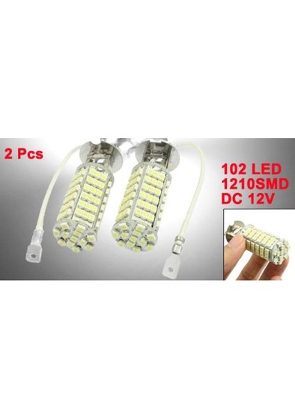2 Pcs Beyaz H3 3528 1210 Smd 102 LED Araba Sis Işığı Ampul Lamba (Yurt Dışından)