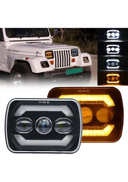 5x7 LED Farlar 180W 7x6 Farlar Sarı Dönüş Sinyali Yj Xj Kamyonlar Için Beyaz Drl H6054 H5054 H6054LL (Yurt Dışından)
