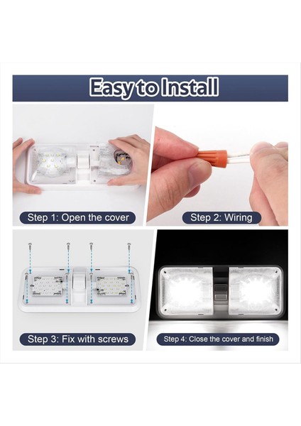 Rv Işıklar Iç 12V LED 8W Tavan Çift Kubbe Işık 600 Lümen Parlaklık Işık Fikstür Rv Römork Tekne Araba (Yurt Dışından) modelleri