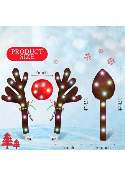 2x Araba Ren Geyiği Boynuzları LED Işıkları Olan Boynuzlu Araba Kiti Ren Geyiği Araba Kiti Boynuzları Burun Kuyruk Araba Için Noel Süsleri (Yurt Dışından) fırsatları