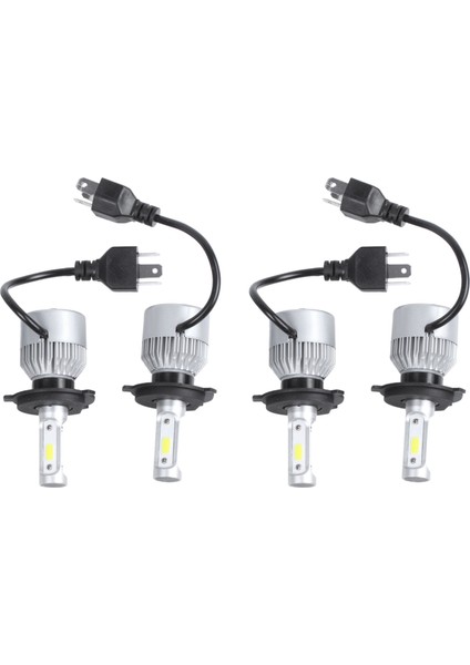 4 x S2 H4 72W 8000LM LED Far Arabası Hı/lo Işın Otomatik Ampuller 6000K Beyaz (Yurt Dışından)