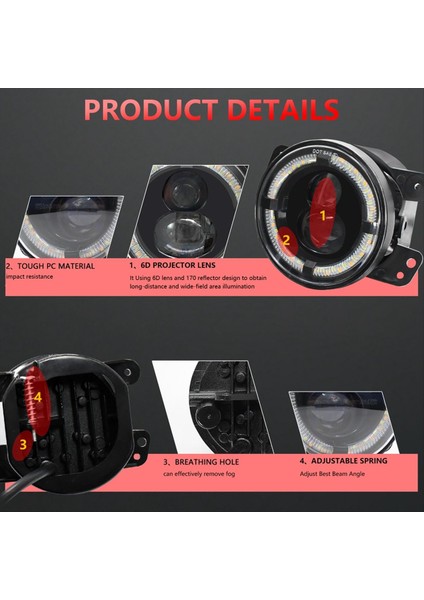 Jeep Wrangler Için Beyaz Drl Amber Sinyal Işıkları ile 4 Inç Tur LED Sis Farları Jk Dodge Chrysler Aksesuarları (Yurt Dışından) fırsatları