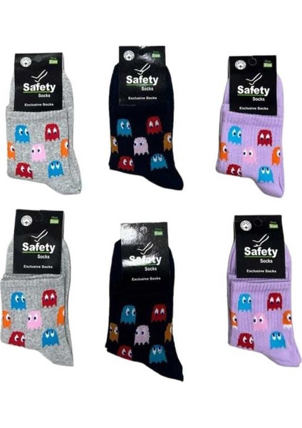 Safety 6'lı Desenli Renkli Kolej Çorap