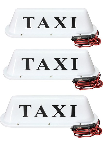 3x Beyaz Su Geçirmez Taksi Manyetik Base Çatı Üst Araba Kabini LED Işık Lambası 12V Pvc (Yurt Dışından)