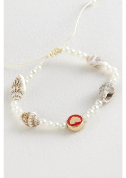 Kalp Deniz Kabuğu Inci Makrome Ip Bileklik fiyatları