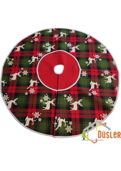 Kırmızı Yeşil Geyikli Yılbaşı Ayak Halısı, Yılbaşı Ağacı Altı Örtüsü, Yeniyıl Çam Ağacı Eteği Yıkanabilir Cırtlı fiyatları