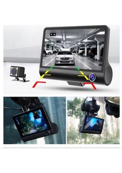 Araç Içi Kamera Gece Görüşlü 3 Kameralı 4 Inç 1080P Yol Kayıt Kamerası Geri Vites modelleri