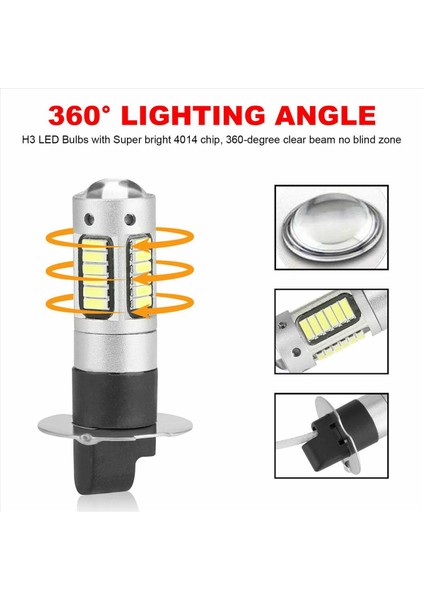 20PCS H3 Süper Parlak LED Sis Sürüş Drl Ampuller Kiti 6000K Beyaz (Yurt Dışından) modelleri